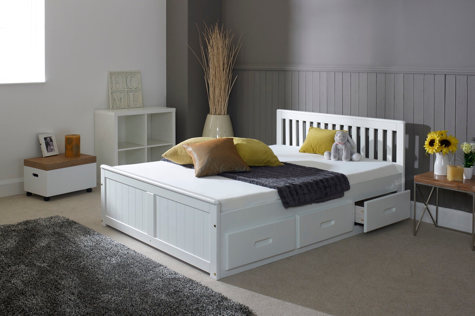 4'0 Mission Storage Bed in White - Small Double