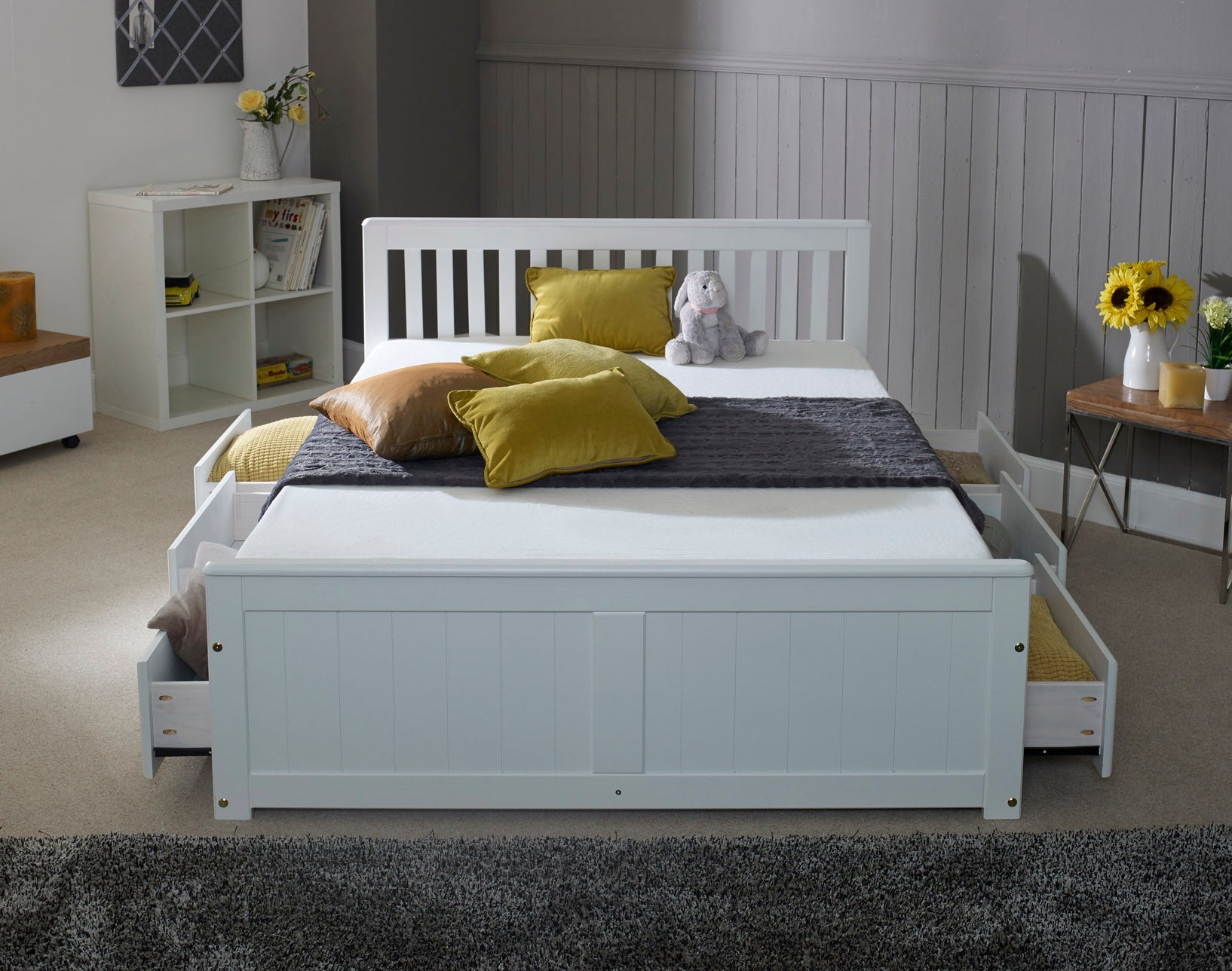 4'0 Mission Storage Bed in White - Small Double