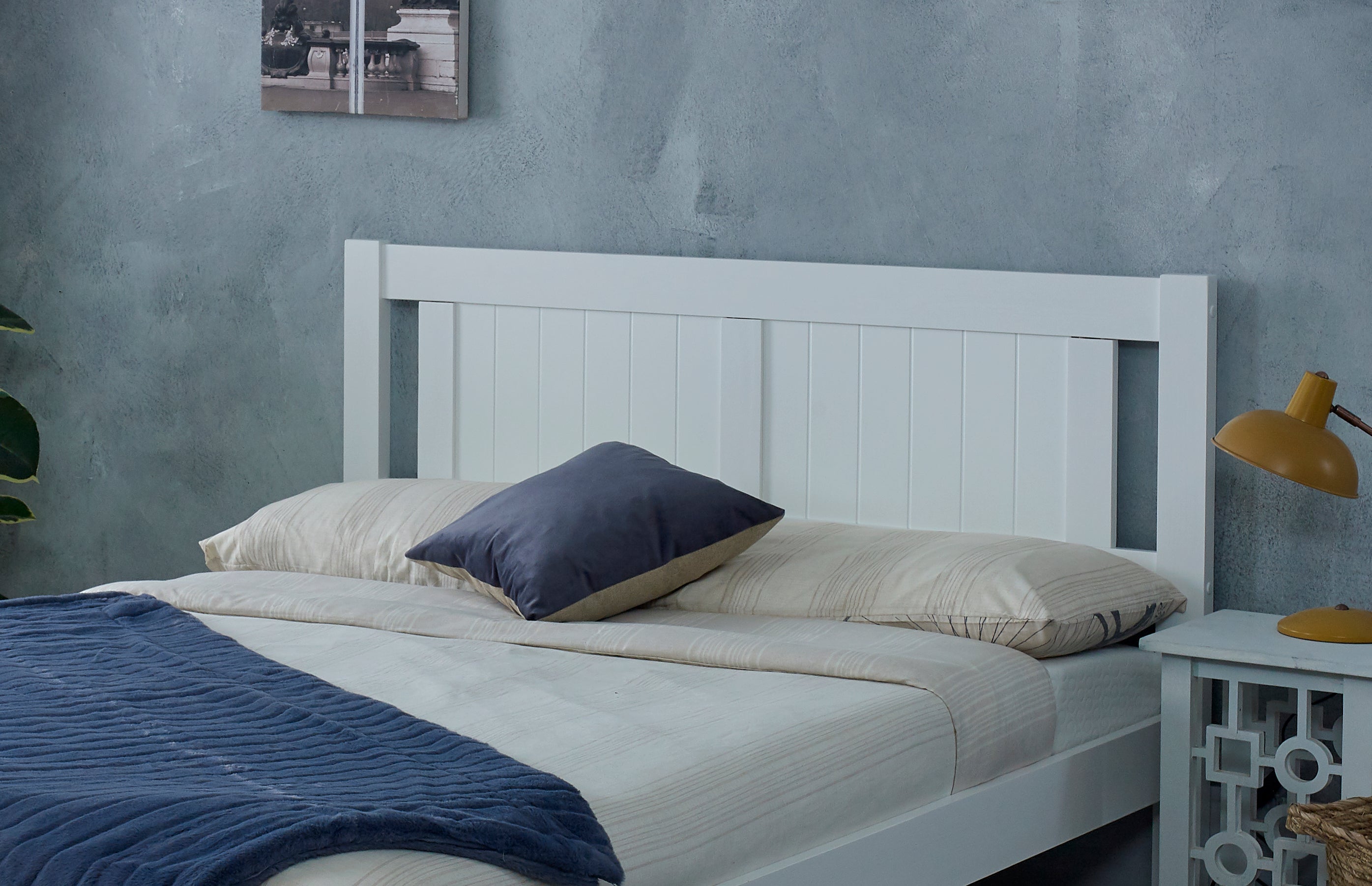 Glory Bed, White Wooden Slatted Frame