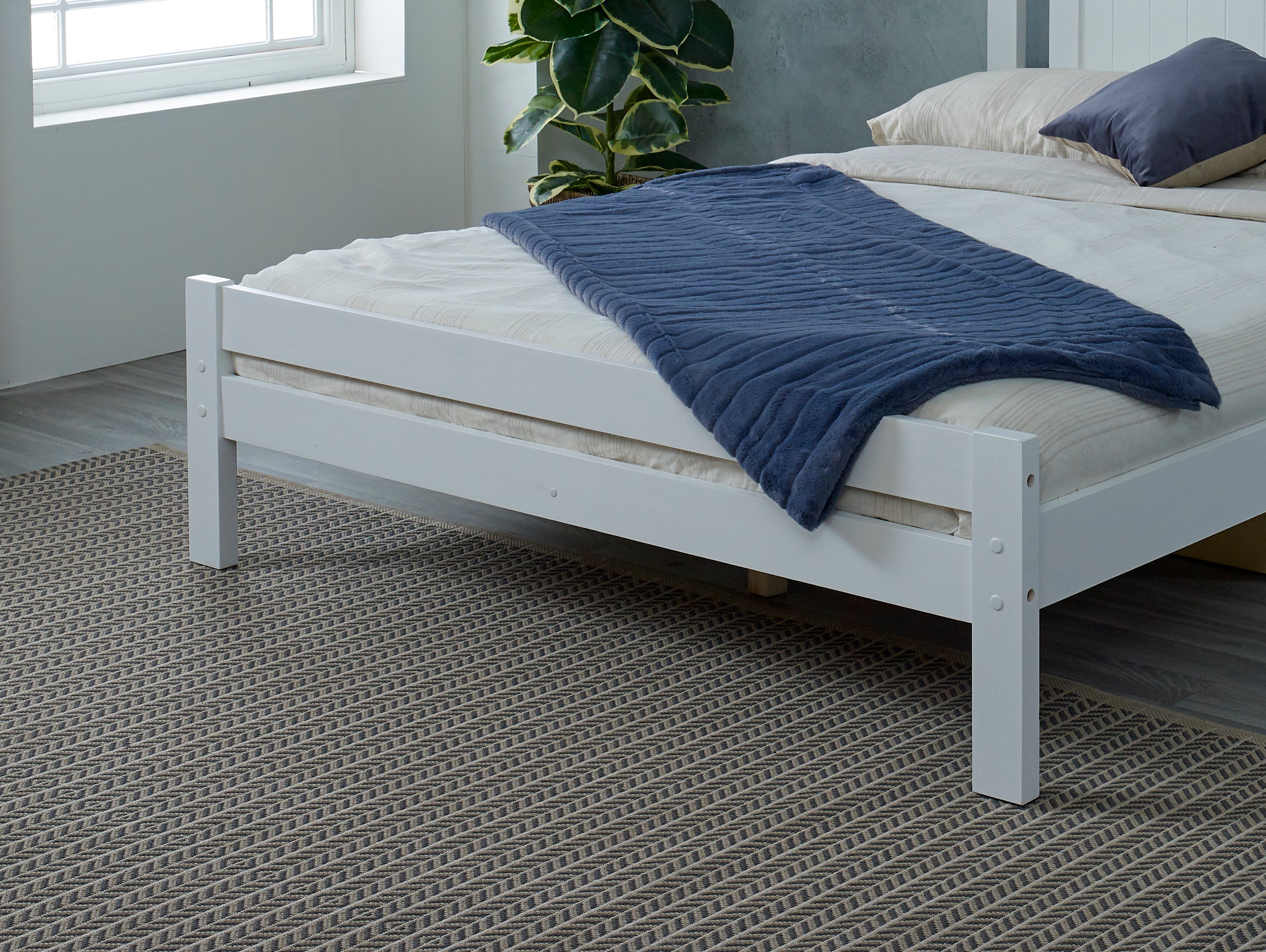 Glory Bed, White Wooden Slatted Frame