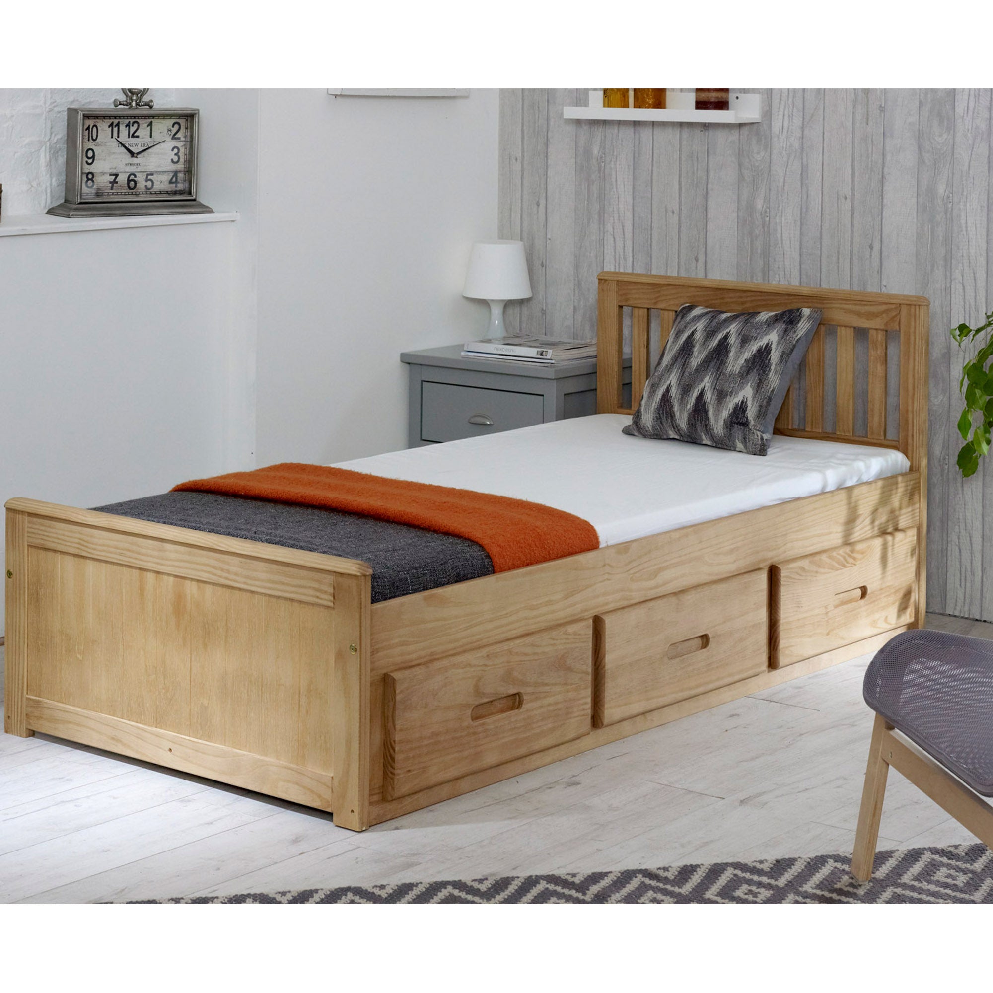 Mission Solid Wooden Pine Bed with Storage